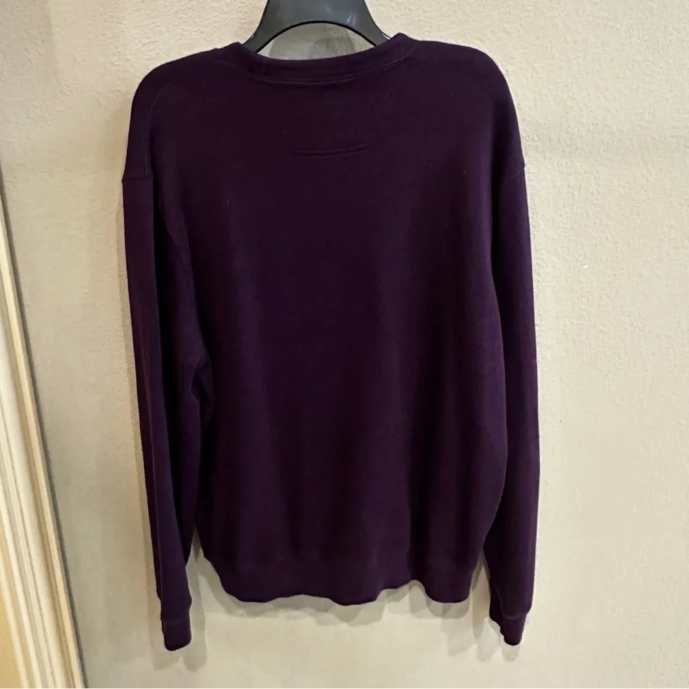 Faconnable Men’s purple eggplant Crewneck Sweatshirt Pullover 100% Cotton Size L